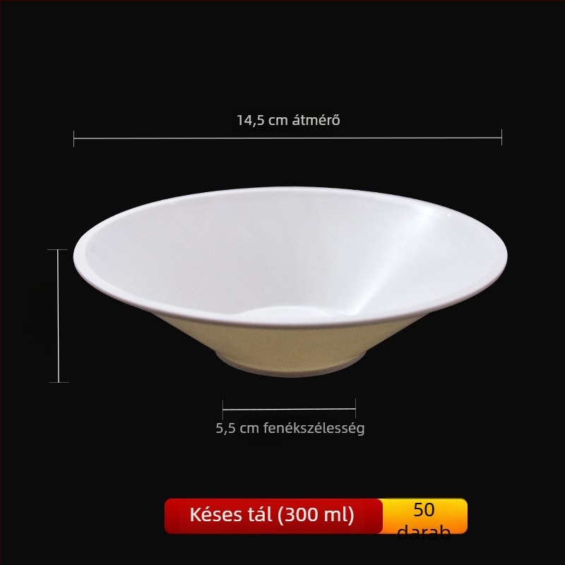Rizshéjból készült egyszer használatos tálak, élelmiszer-minőségű, vastag falú, kerek formájú, otthoni használatra