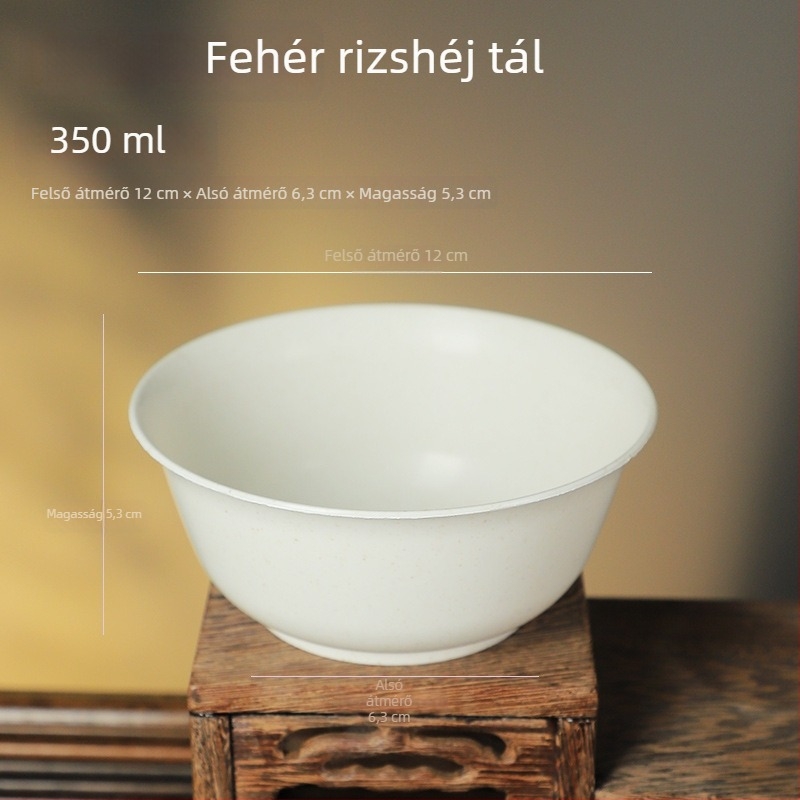 Rizshéjból készült egyszer használatos tálak, élelmiszer-minőségű, vastag falú, kerek formájú, otthoni használatra