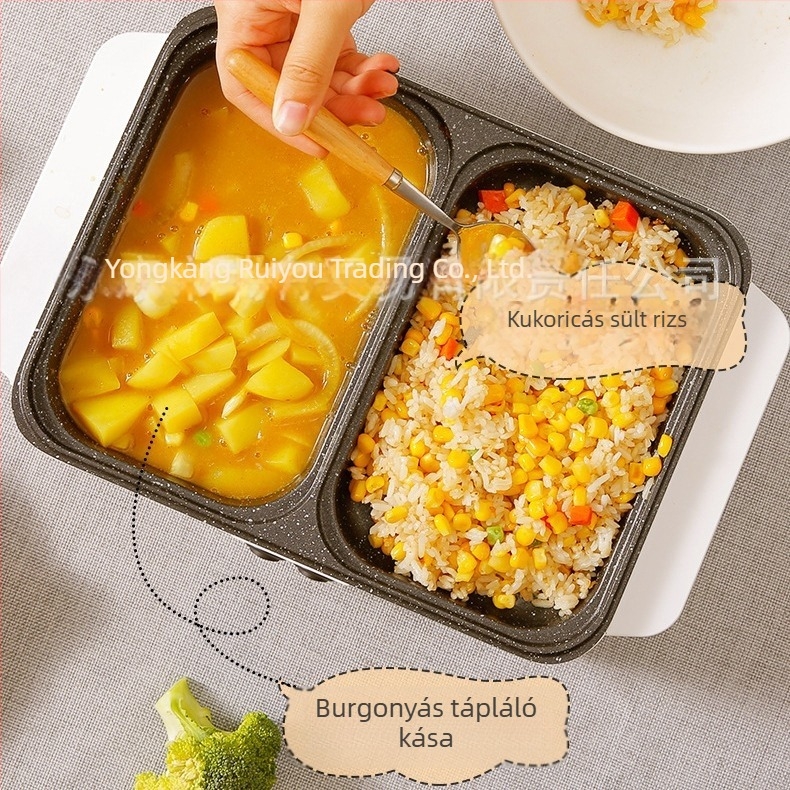 Minden egyben elektromos Shabu-Shabu és grill fazék, tapadásmentes bevonattal, kompakt 1–2 fő számára