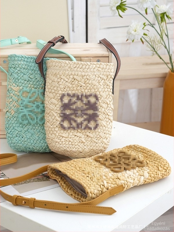 Új kézzel szőtt Luo Jia tengerparti vakációs női vödörtáska, egy vállon átívelő crossbody pánttal, tengerparti telefon-táska, mindennapi és sokoldalú