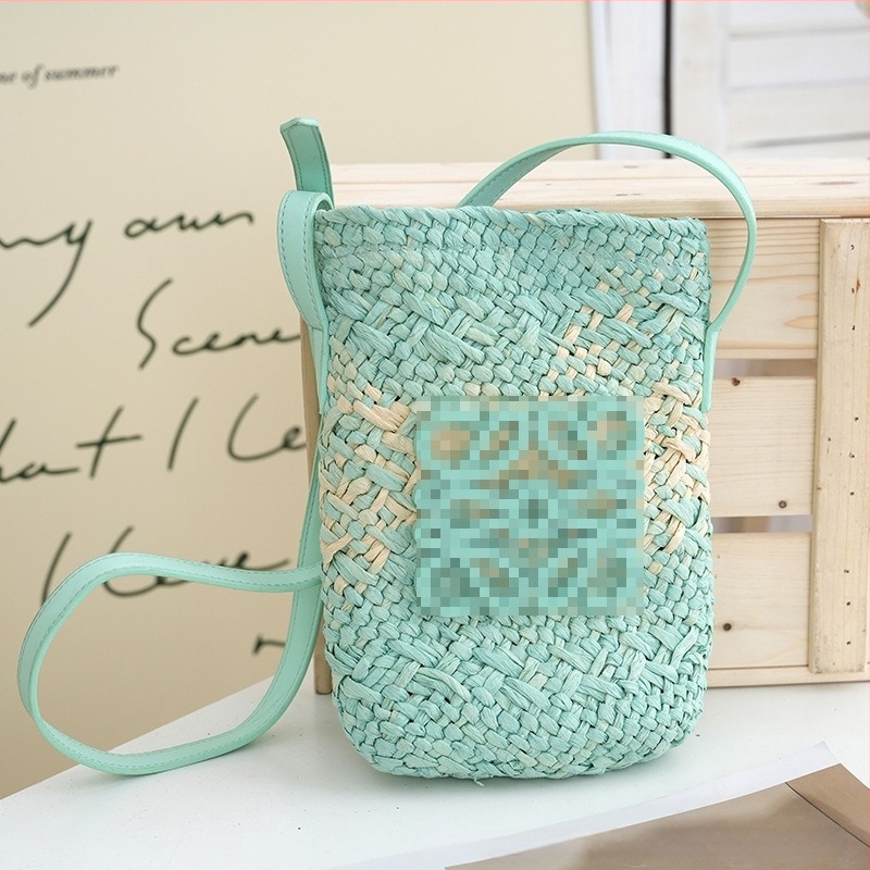 Új kézzel szőtt Luo Jia tengerparti vakációs női vödörtáska, egy vállon átívelő crossbody pánttal, tengerparti telefon-táska, mindennapi és sokoldalú