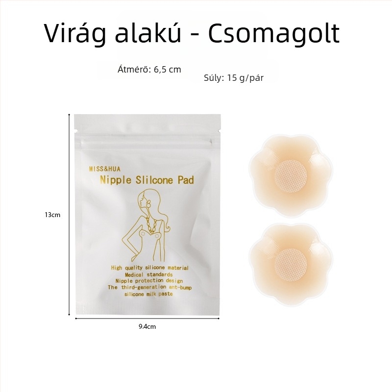 Női szilikon mellbimbó tapasz, láthatatlan a menyasszonyi ruhán és fürdőruhához, vízálló, kerek alak, univerzális méret
