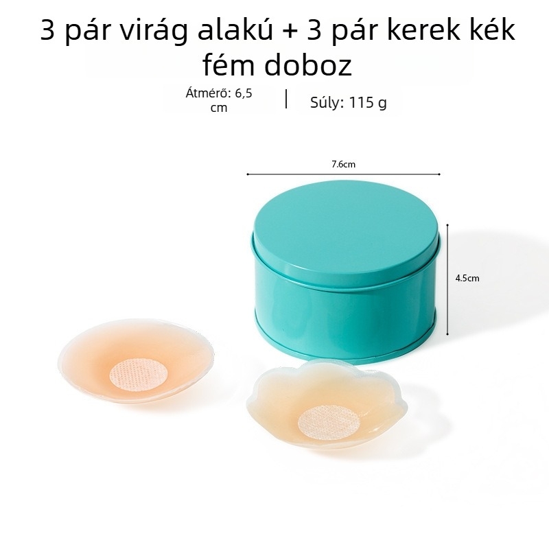 Női szilikon mellbimbó tapasz, láthatatlan a menyasszonyi ruhán és fürdőruhához, vízálló, kerek alak, univerzális méret
