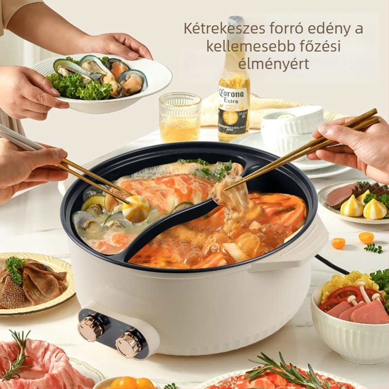 Kettős kamrás elektromos forró fazék, ultranagy kapacitású, több mint 6 liter, irodai, családi és kollégiumi összejövetelekhez
