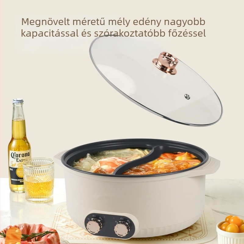 Kettős kamrás elektromos forró fazék, ultranagy kapacitású, több mint 6 liter, irodai, családi és kollégiumi összejövetelekhez