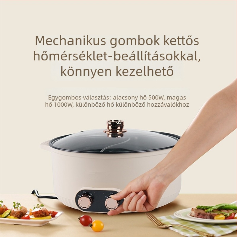 Kettős kamrás elektromos forró fazék, ultranagy kapacitású, több mint 6 liter, irodai, családi és kollégiumi összejövetelekhez