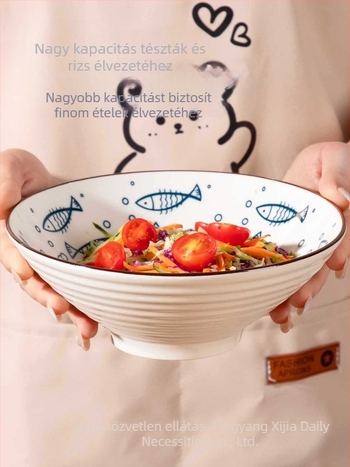 Japán stílusú nagy kerámia tál tésztaételekhez, otthoni használatra és kollégiumban, 20 cm átmérő