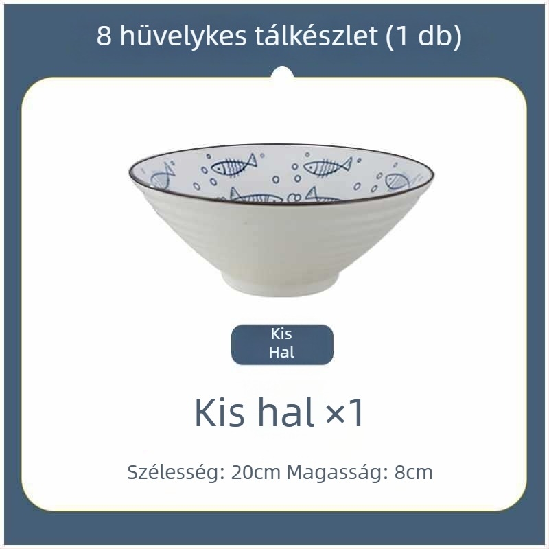 Japán stílusú nagy kerámia tál tésztaételekhez, otthoni használatra és kollégiumban, 20 cm átmérő