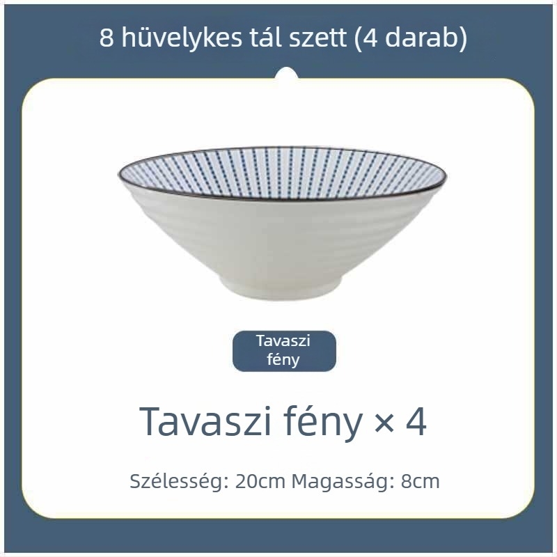 Japán stílusú nagy kerámia tál tésztaételekhez, otthoni használatra és kollégiumban, 20 cm átmérő
