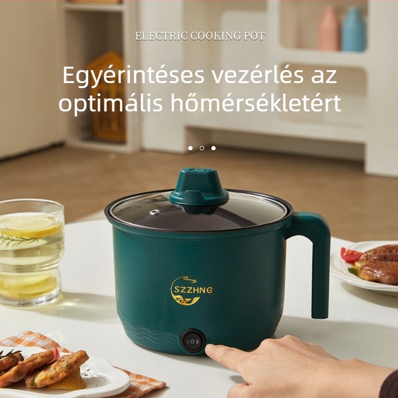 Multifunkcionális mindent egyben elektromos fazék, belső tapadásmentes, 450W, 220V, üvegfedő, dupla aljzat