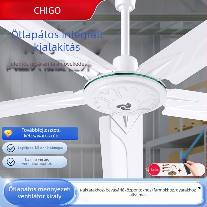 Chigo mennyezeti ventilátor FC-30, nagy teljesítményű, 70W, 220V, távirányító, 3/5 lapát, otthoni és ipari használatra, 50Hz
