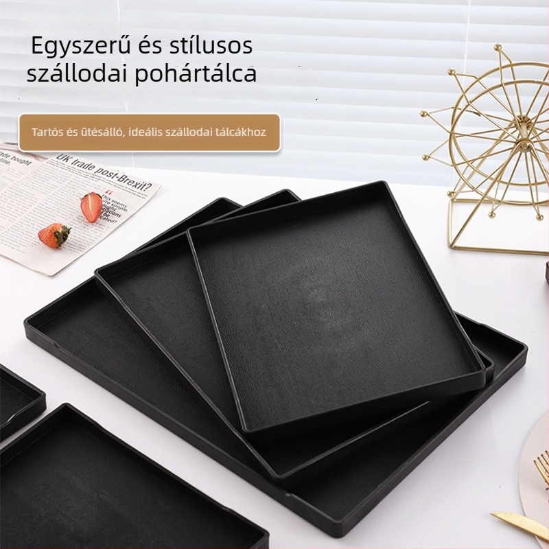 Téglalap alakú műanyag melamin tálca szállodai szobákhoz, tea- és víz szolgálathoz, higiéniai termékek tárolására, éttermi használatra