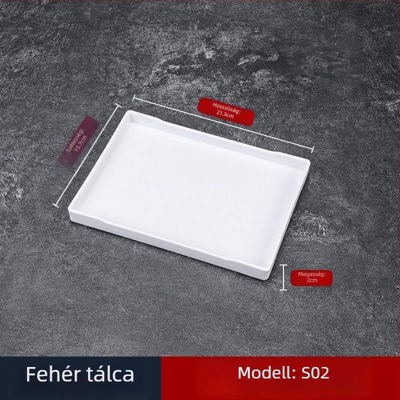 Téglalap alakú műanyag melamin tálca szállodai szobákhoz, tea- és víz szolgálathoz, higiéniai termékek tárolására, éttermi használatra