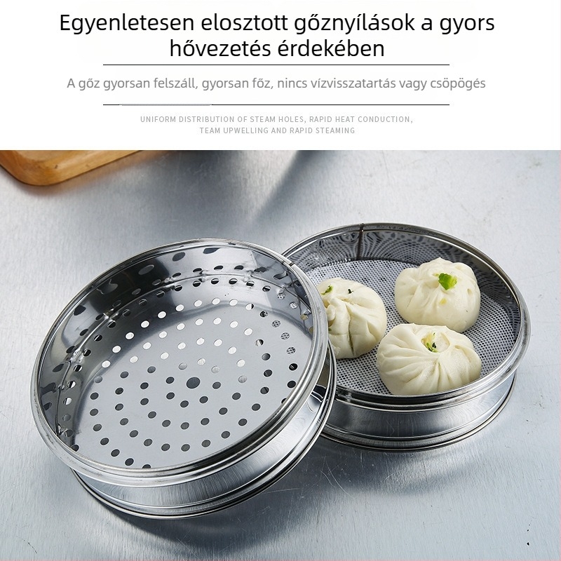Rozsdamentes acél és bambusz gőzölőedény kereskedelmi és otthoni használatra – ideális gőzölt knédli és zsemlék készítéséhez