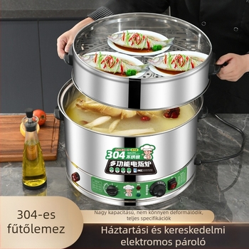 304 rozsdamentes acél gőzölő edény, három vagy több rétegű, nagy kapacitású, otthoni és kereskedelmi használatra, 47–52 cm átmérő