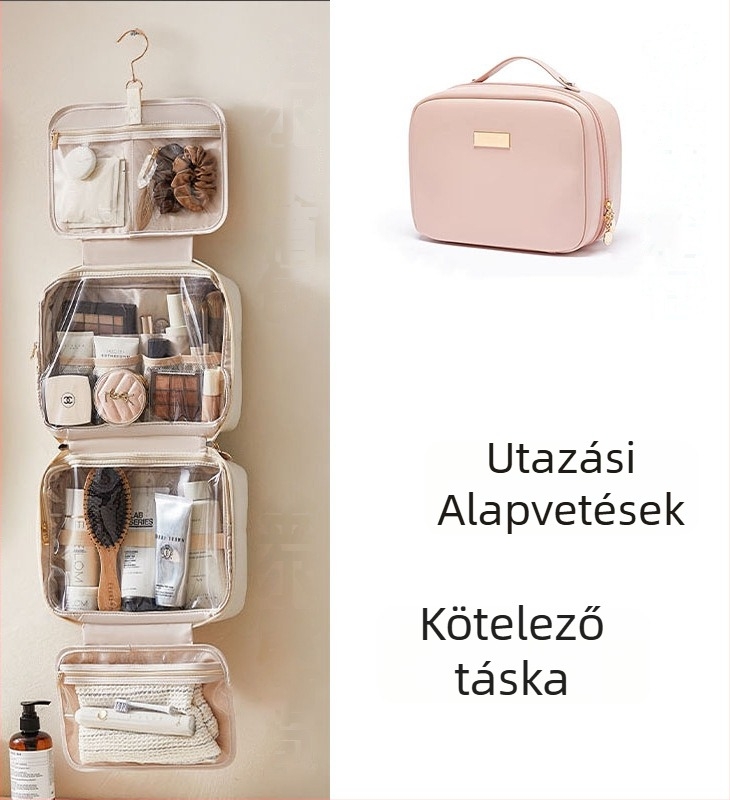PU anyagú kozmetikai táska nőknek, nagy kapacitású, új 2024-es modell, hordozható utazási sminktartó