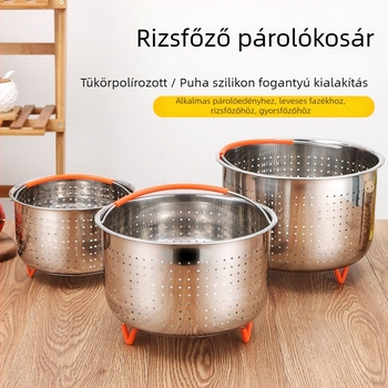 304 rozsdamentes acél gőzölőkosár rizshez, gyümölcs- és zöldségszűrő, többfunkciós párolóedény, rizs-leves elválasztó