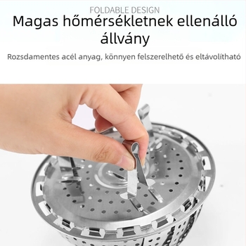 Rozsdamentes acél gőzölő tálca összecsukható teleszkópos tartóval – multifunkciós gőzölő kosár