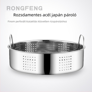 Vastagított rozsdamentes acél gőzítő rács háztartási használatra, fogantyúkkal, japán stílusú, közvetlen rizs párolásához a konyhában