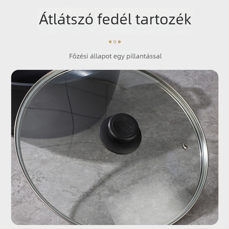 Új alumínium háztartási leveses üst dupla füllel, tapadásmentes, mély, nagy kapacitású, sokoldalú