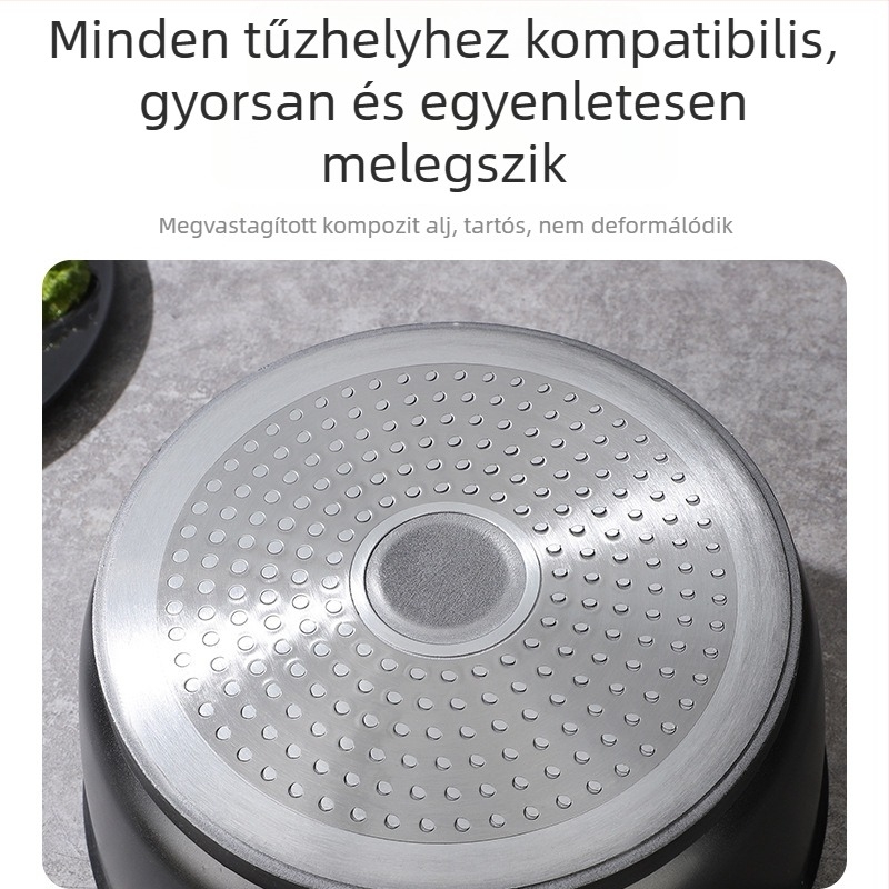 Új alumínium háztartási leveses üst dupla füllel, tapadásmentes, mély, nagy kapacitású, sokoldalú
