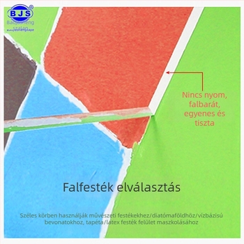 Zöld maszkoló szalag falakhoz, alacsony tapadási erő, nyom nélkül hagyó, kézzel téphető, japán papírból, latex festékhez és színelválasztáshoz