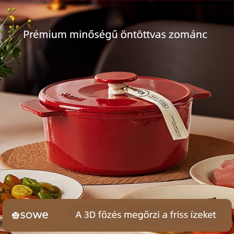 Zománcolt vas öntöttvas fazék, 3,1–4 L, leveshez és pörköltnek