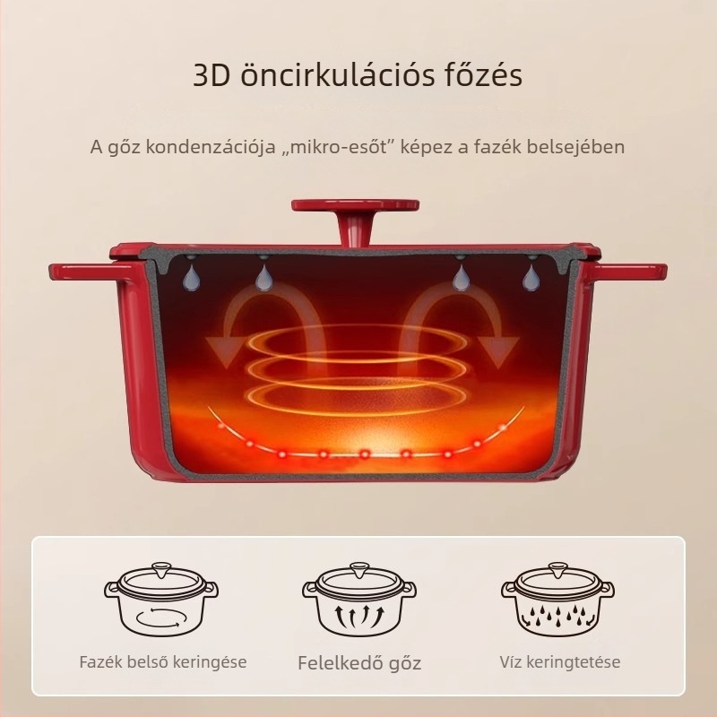 Zománcolt vas öntöttvas fazék, 3,1–4 L, leveshez és pörköltnek