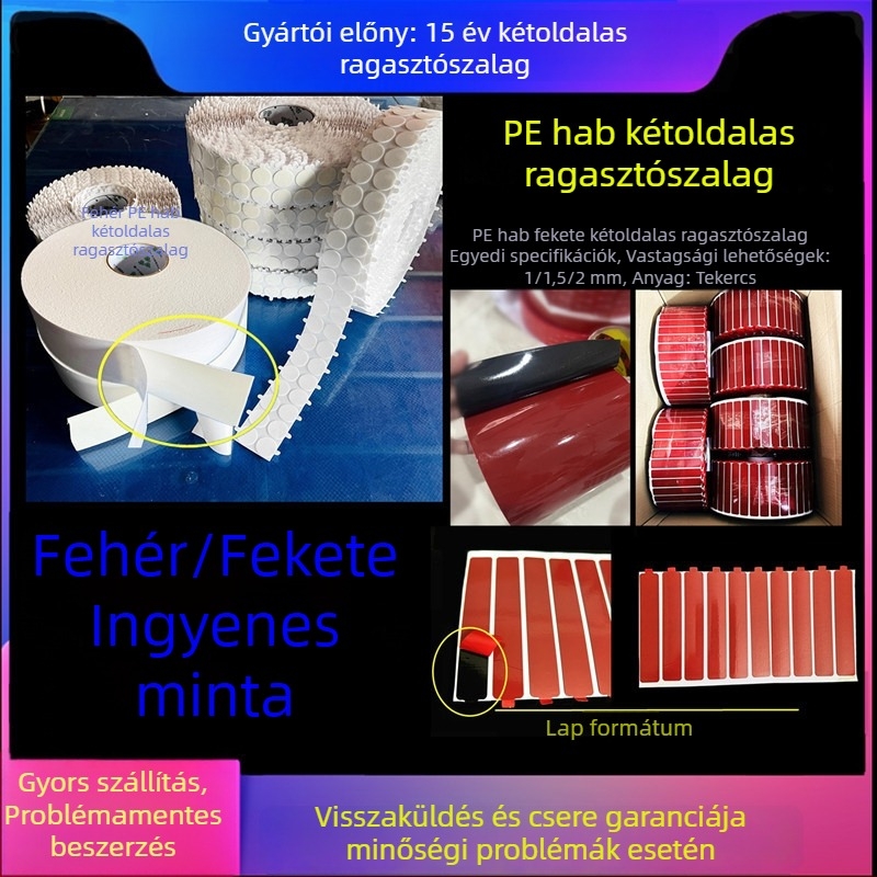Fekete testre szabott habos kettős oldalas ragasztószalag VHB 07