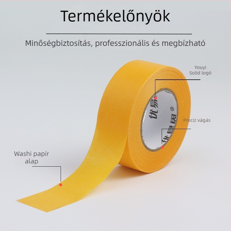 Falakhoz Washi papír maszkoló szalag, gyengén tapadó, nyom nélkül eltávolítható, felület-kímélő, latex festéshez és kőhatású felületekhez