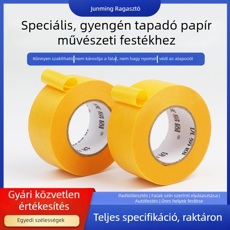 Falakhoz Washi papír maszkoló szalag, gyengén tapadó, nyom nélkül eltávolítható, felület-kímélő, latex festéshez és kőhatású felületekhez