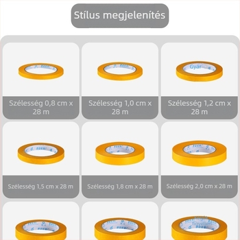 Maszkoló papír és papírtapasz szórófestéshez, hőálló, sárga, nagy tapadású, dekoratív varratok, 28 m hosszú