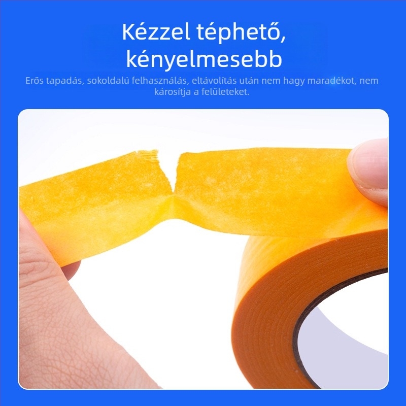 Washi maszkoló szalag permetezéshez és dekorációhoz, nagy tapadás, hőálló, sárga, papíralapú szalag, szélesség 5–800 mm, hossz 30 m, hőmérséklet-ellenállás 150°C rövid táv, 130°C hosszú táv