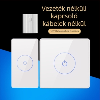 12/24V vezeték nélküli hozzáférés-ellenőrző panel edzett üvegből, automata ajtókhoz, érintéses kilépő gomb panel