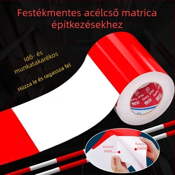 Vörös‑fehér fényvisszaverő biztonsági szalag építkezésekhez, acélcsövekhez