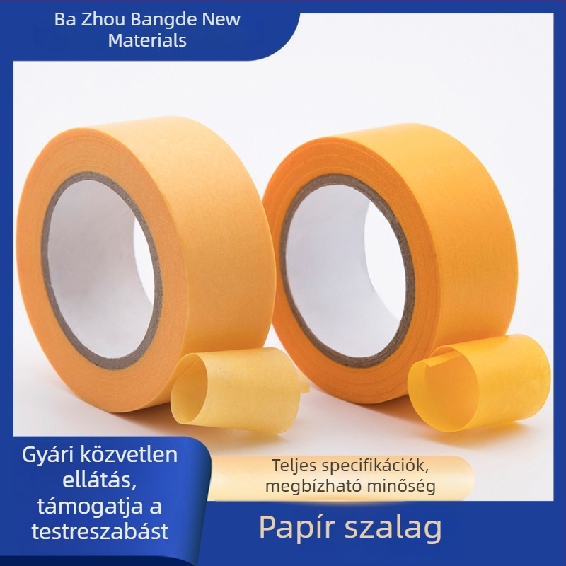 Sárga, magas tapadású egyoldalas washi ragasztószalag maszkoláshoz, permetezéses festéshez, könnyen téphető, színes papírszalag