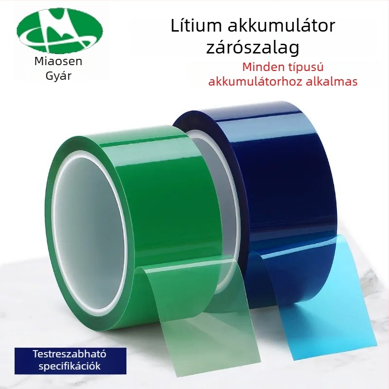Zöld PET terminálszalag lítium-ion akkumulátorokhoz — szigetelés és védelem, sav- és lúgálló