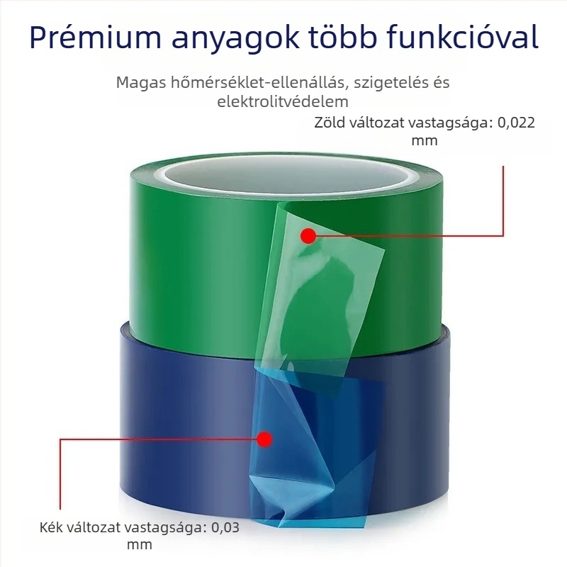 Zöld PET terminálszalag lítium-ion akkumulátorokhoz — szigetelés és védelem, sav- és lúgálló