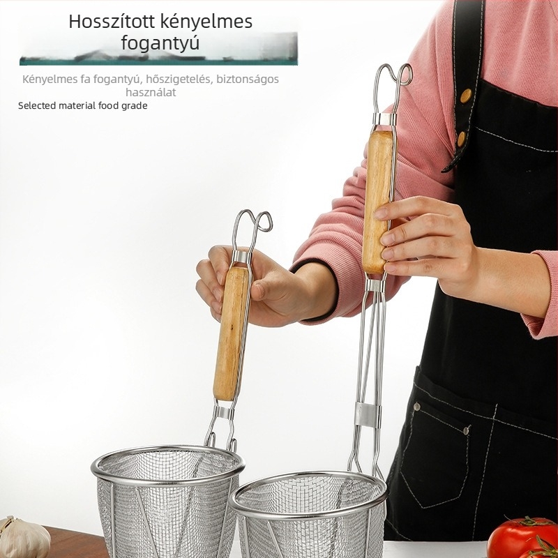 Rozsdamentes acélból készült kolander szűrőhálóval, tészta és Malatang számára, nagy