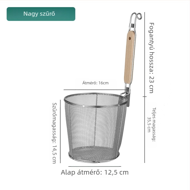 Rozsdamentes acélból készült kolander szűrőhálóval, tészta és Malatang számára, nagy
