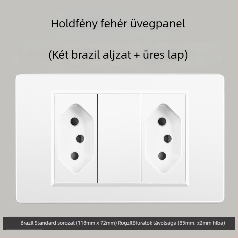 Fali konnektor USB Type-C-vel, 3-pontos, brazil szabvány, 10A, szürke panel