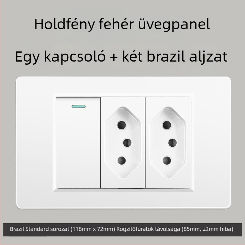 Fali konnektor USB Type-C-vel, 3-pontos, brazil szabvány, 10A, szürke panel