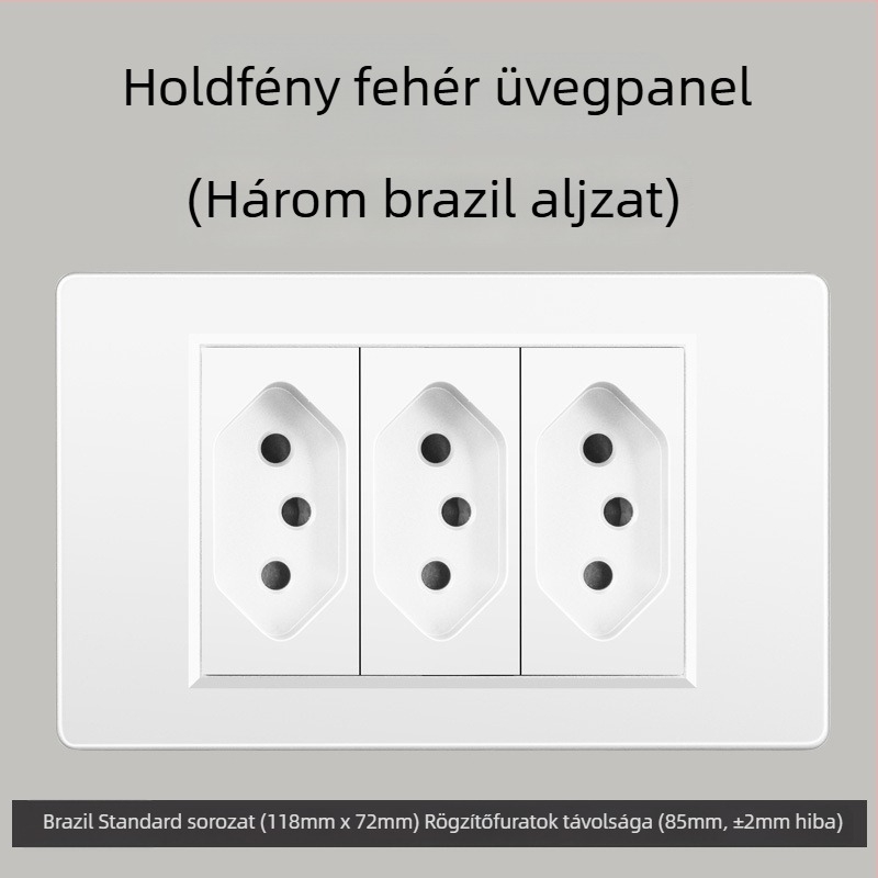 Fali konnektor USB Type-C-vel, 3-pontos, brazil szabvány, 10A, szürke panel