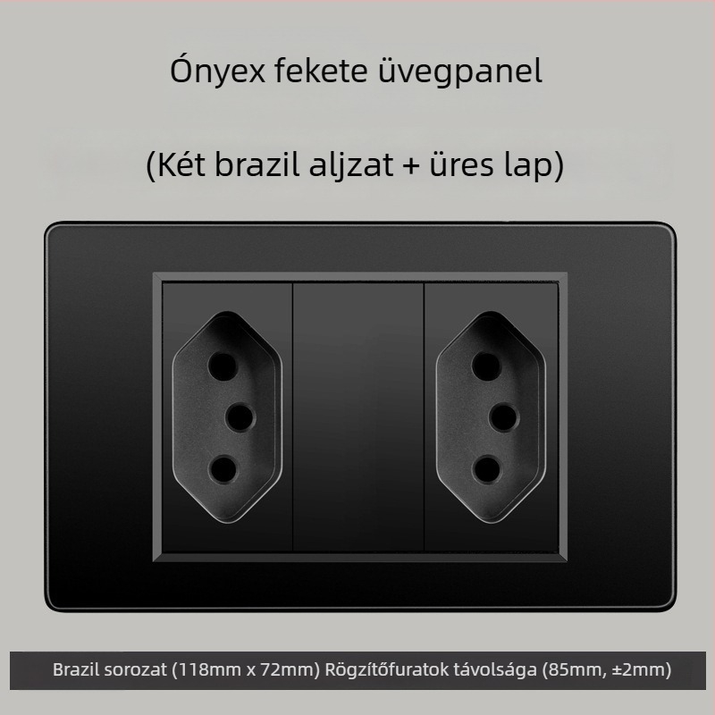 Fali konnektor USB Type-C-vel, 3-pontos, brazil szabvány, 10A, szürke panel