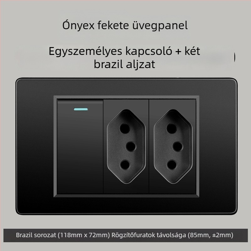 Fali konnektor USB Type-C-vel, 3-pontos, brazil szabvány, 10A, szürke panel