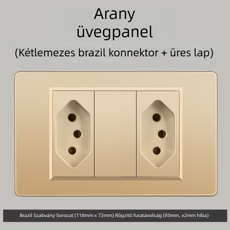 Fali konnektor USB Type-C-vel, 3-pontos, brazil szabvány, 10A, szürke panel