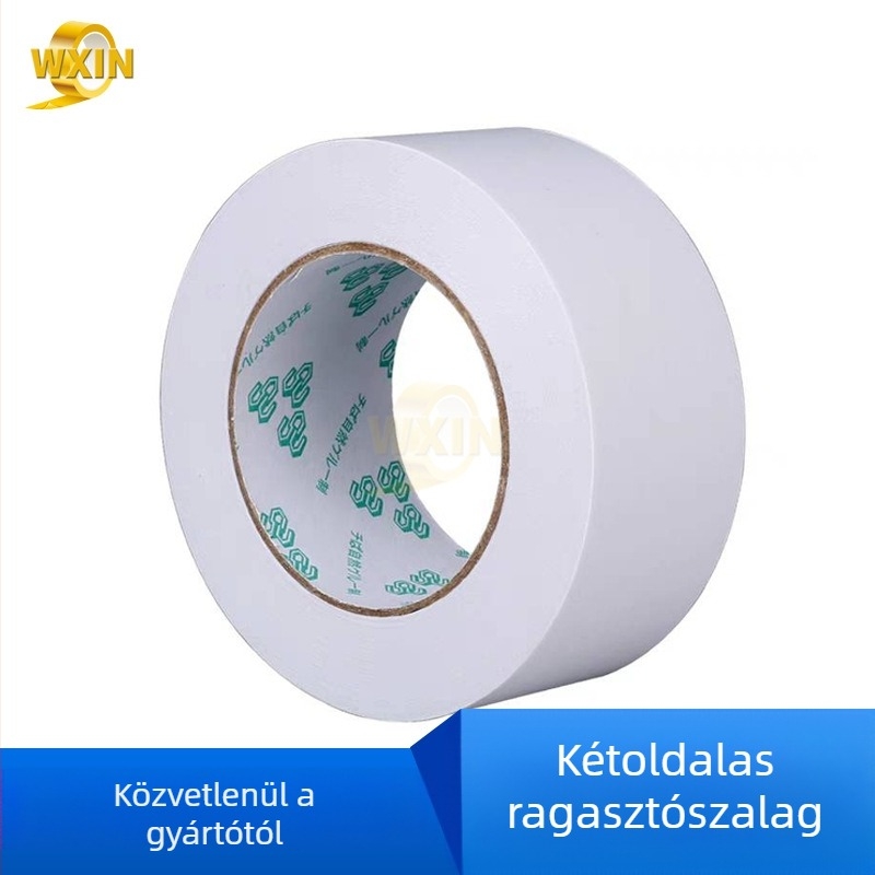 Weixin kétszínű oldalszínű szalag erős akril ragasztóval PET és papír alapra, EVA kötés, 50 m hosszú, 5–1020 mm széles, 0,1 mm vastagság, fehér leválasztópapír