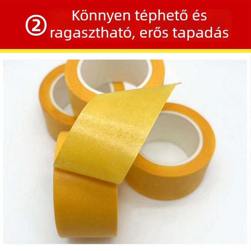 Sárga maszkolószalag festéshez, papír alapú, erős tapadású és könnyen téphető, DIY színelválasztó és vonalmenti maszkoláshoz belső dekorációhoz, szélesség 1,8 cm, hossz 12 m, 70 tekercs dobozban