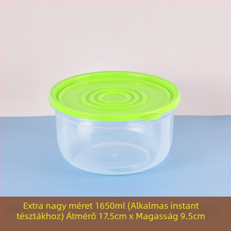 Légmentesen záródó műanyag élelmiszertároló edény, kerek forma, hűtő- és fagyasztóbarát, nagy kapacitású, 2,1–3 L