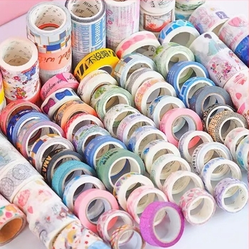 Sanhe papír Washi-szalag kreatív projektekhez, 25 vagy 50 tekercs, tekercsenként 2–10 m, szélesség 10–30 mm, notesz és dekorációhoz